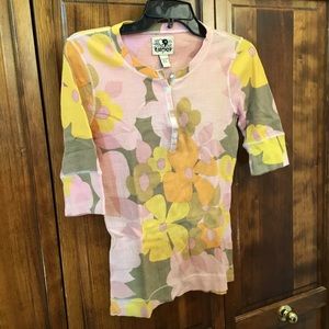 Lucky Brand stretch blouse, size S, 1/2 sleeve, elastic cuffs, cotton